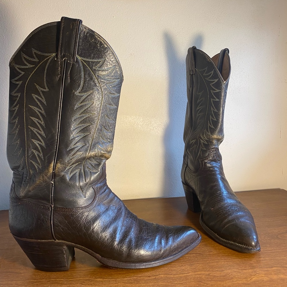Justin caribou skin cowboy boots